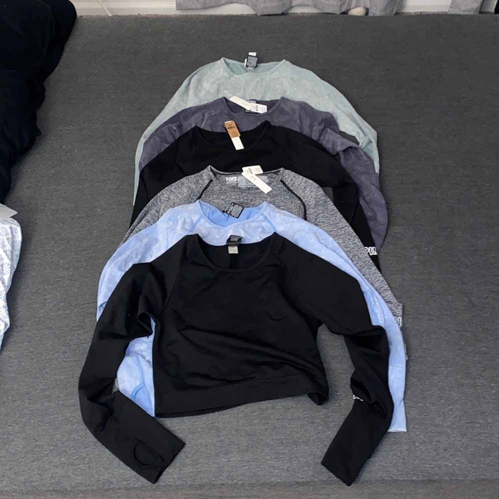 PINK Seamless Long-Sleeve Crop Tops Bundle